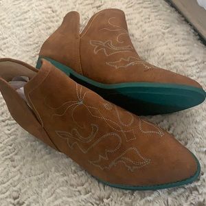 Brown vegan leather ankle boots